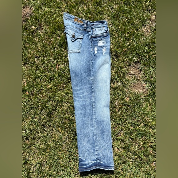 Kut from the Kloth "Bardot Skinny Boyfriend" distressed cropped jeans - size 12 - Picture 5 of 6